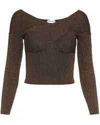Self-Portrait - Truien & Vesten ,Bruin ,Polyester Gebreide Lurex Top - Lyst