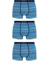 Paul Smith - Ondergoed ,Blauw ,Katoen Branded Boxers 3-Pack - Lyst