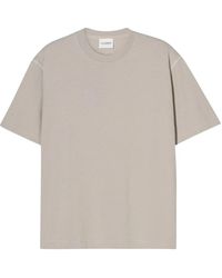 Closed - Tops ,Grijs ,Katoen Regular Fit Crew Neck T-Shirt Met Logo Borduurwerk - Lyst