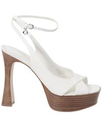 Guess - Schoenen ,Wit ,Leer Platform Sandal Peeptoe Schoenen - Lyst