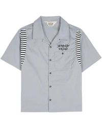Brain Dead - Besticktes Logo Graues Hemd Kurze Ärmel - Lyst