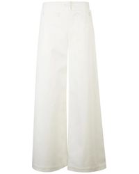 Max Mara - Pantalones blancos de pierna ancha con botones decorativos - Lyst