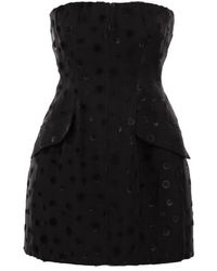 Sportmax - Kleedjes ,Zwart ,Katoen Spxvampata Bustier Mini Jurk - Lyst