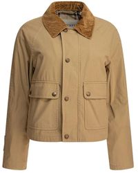 Burberry - Cotton Canvas Jacket With Velvet Collar - Lyst