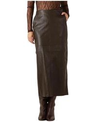 co'couture - Bruine Midi Rok Voor Herfst-Winter - Lyst