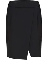 Dondup - Korte Broeken ,Zwart ,Wol Asymmetrische Rok - Lyst