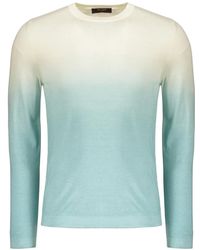 Moorer - Truien & Vesten ,Veelkleurig ,Wol Geribbelde T-Shirt Van Wolmix Met Vervaagde Verf - Lyst
