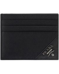 Prada - Black Calf Leather Bos Taurus Wallet - Lyst