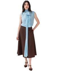 P.A.R.O.S.H. - Rokken ,Bruin ,Linnen Raisa 26 Midi Rok - Lyst