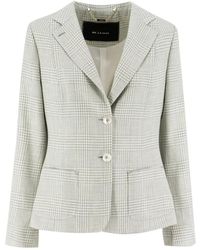 Kiton - Jassen ,Blauw ,Katoen Zijden Blend Enkelborst Jasje - Lyst