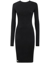 Philipp Plein - Kleedjes ,Zwart ,Polyester Gebreide Midi Criss Cross Jurk - Lyst