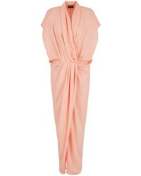 Giorgio Armani - Seidenkleid mit drapiertem v-ausschnitt - Lyst
