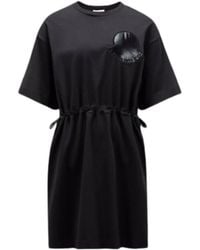 Moncler - Vestido t-shirt oversize de algodón negro - Lyst
