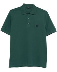 Herno - Tops ,Groen ,Katoen Logo Patch Polo Met Korte Mouwen - Lyst