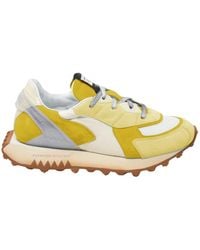 RUN OF - Gelbe wildleder-sneakers mit patentierten gummisohlen - Lyst