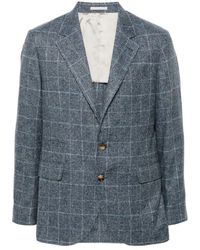 Brunello Cucinelli - Karierte blazer mit revers langarm - Lyst