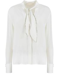 Genny - Overhemden ,Wit ,Zijdenmix Shirt Met Lange Mouwen - Lyst