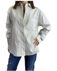 Anine Bing - Oversized gestreiftes weißes hemd - Lyst