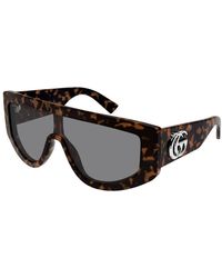 Gucci - Accessoires ,Bruin ,Satijn Gg 1950S Rechthoekige Zonnebril - Lyst