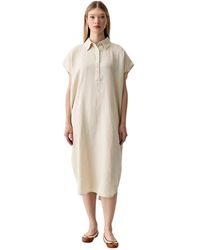 Benetton - Linnen Midi Jurk - Lyst