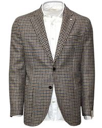 L.B.M. 1911 - L.B. 1911, ,Jassen ,Bruin ,Bicolor Pied-De-Poule Slim Fit Blazer - Lyst