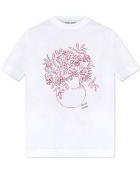 Samsøe & Samsøe - Tops ,Wit ,Katoen Sacamino T-Shirt - Lyst