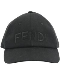 Fendi - Schwarze logo-baseballkappe verstellbarer riemen - Lyst