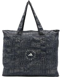 adidas By Stella McCartney - Schwarze Tasche Mit Logo-Print Und Offener Oberseite - Lyst