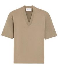 Ami Paris - Truien & Vesten ,Bruin ,Wol Double-Face V-Neck Knit - Lyst