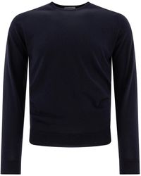 John Smedley - Blauwe Gebreide Trui Sweater Aw24 - Lyst
