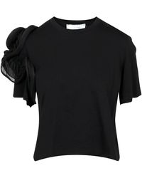 Kaos - Camiseta de algodón negra con cuello redondo - Lyst