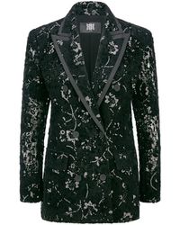 Riani - Jassen ,Zwart ,Polyester Geborduurde Lace Blazer - Lyst