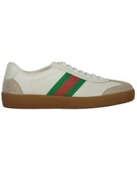 Gucci - Schoenen ,Wit ,Leer Klassieke Sneakers Met Groen-Rode Streep - Lyst