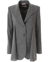Vivetta - Jassen ,Grijs ,Wol Lichtgewicht Wollen Blazer Met Insnijdingen - Lyst