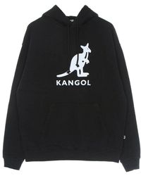 Kangol - Schwarzer Hoodie Mit Kordelzugkapuze - Lyst