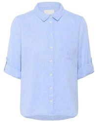 Part Two - Overhemden ,Blauw ,Katoen Blauw Linnen Katoen Relaxed Fit Shirt - Lyst