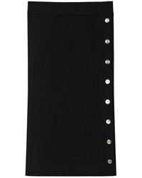 Pinko - Rokken ,Zwart ,Wol Ribgebreide Midi-Rok - Lyst