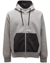 Herno - Hoodies & Sweatvesten ,Grijs ,Katoen Sweatshirt Met Ritssluiting - Lyst