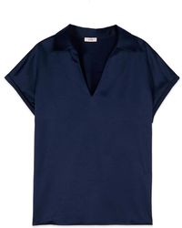 Oltre - Tweekleurig T-Shirt Met V-Hals - Lyst