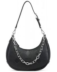 MCM - Tassen ,Zwart ,Leer Aren Crescent Hobo Bag - Lyst