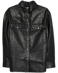 IRO - Overhemden ,Zwart ,Leer Cabana Leren Overhemd - Lyst