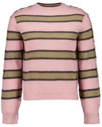 Marni - Truien & Vesten ,Veelkleurig ,Wol Half-And-Half Crewneck Sweater - Lyst
