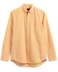 GANT - Camisa de algodón y lino regular - Lyst
