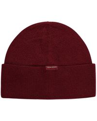 ARMANI EXCHANGE - Bordeaux Woll Rippstrick Beanie Mütze - Lyst