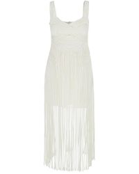 Jonathan Simkhai - Weiße midi-kleid mit fransensaum - Lyst