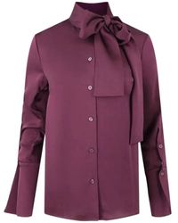 Jonathan Simkhai - Overhemden ,Paars ,Polyester Elegante Paarse Blouse Met Strikjes - Lyst