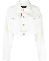 DSquared² - Jassen ,Wit ,Katoen Cropped Towel Jacket - Lyst