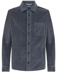 Fedeli - Donkerblauw Ribgebreid Shirt - Lyst