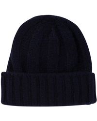 Beams Plus - Blaue Gerippte Cashmere Beanie Mütze - Lyst