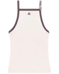 Courreges - Logo Buckle Detail Ärmelloses Top - Lyst